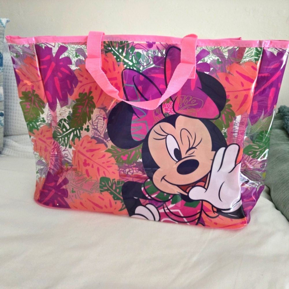 Minnie Mouse clear plastic tote NWT